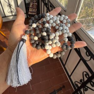 Howlite Lava 108 Mala Necklace Prayer Beads Tassel