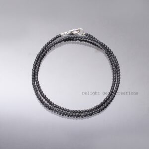 Natural black howlite beaded necklace-3mm Smooth round gemstone necklace-unisex jewelry-Customize necklace-black stone jewelry-Christmas