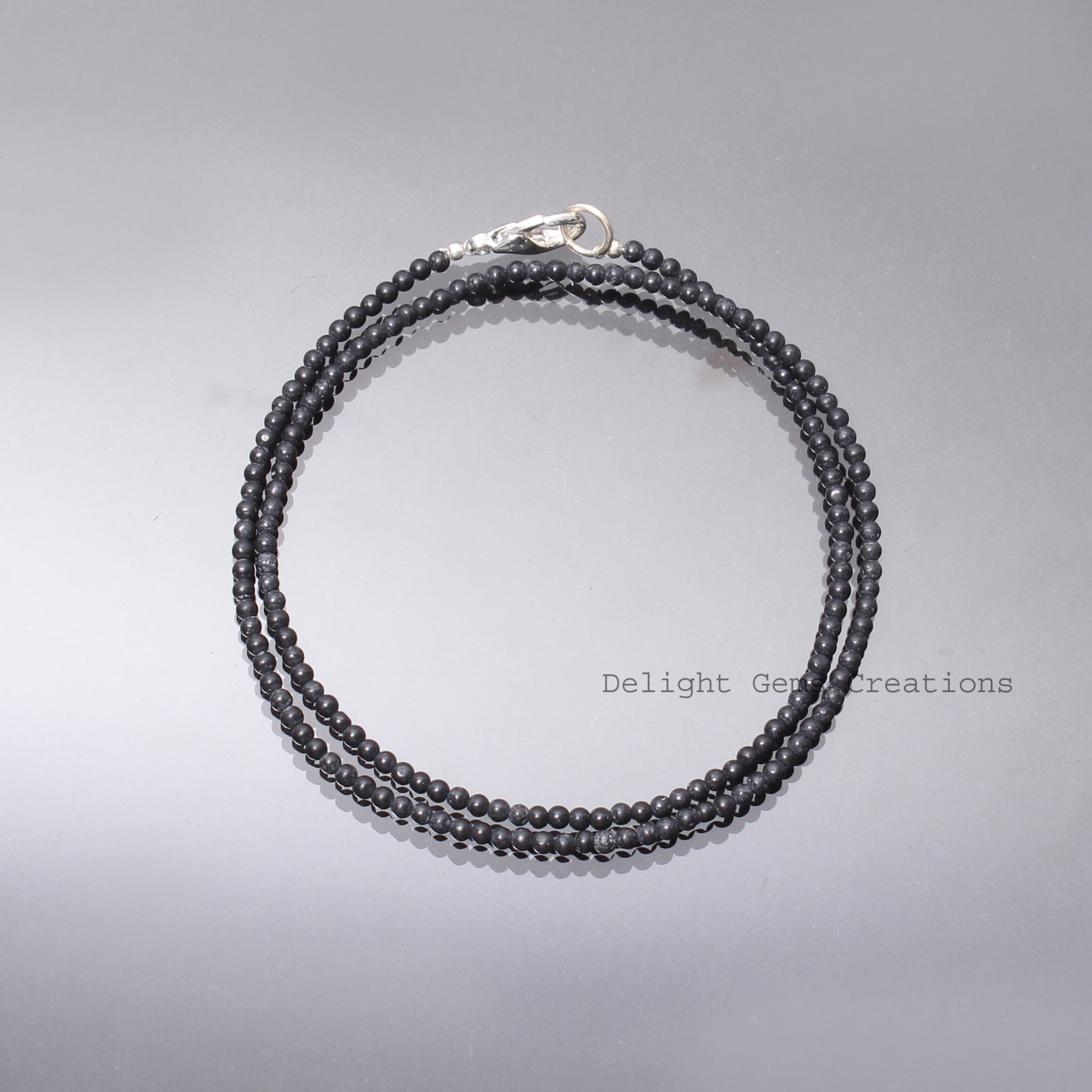 Natural Black Howlite Beaded Necklace-3mm Smooth Round Gemstone Necklace-unisex Jewelry-customize Necklace-black Stone Jewelry-christmas