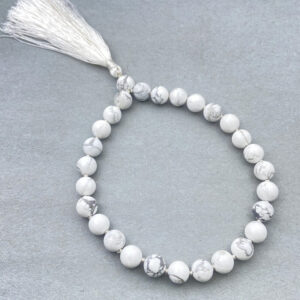 Howlite Pocket Mala: 27 Bead Meditation Necklace with Silk Tassel