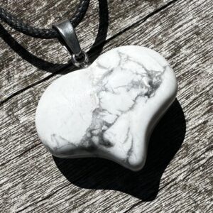 Howlite Puffy Heart Healing Stone Necklace With Positive Healing Energy!