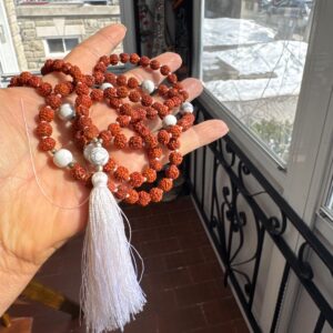 Rudraksha Howlite 108 Mala Bead Tassel Necklace Meditation Yoga Gift