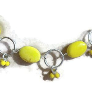 Yellow Howlite Gemstone Necklace – Handmade Silver Plated Jewelry