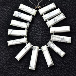 10 Pieces Rare Howlite Bar Beads 6x24mm To 7x30mm Faceted Baguette Shape Briolettes Gemstone Beads Superb Howlite Gems Beads No4915