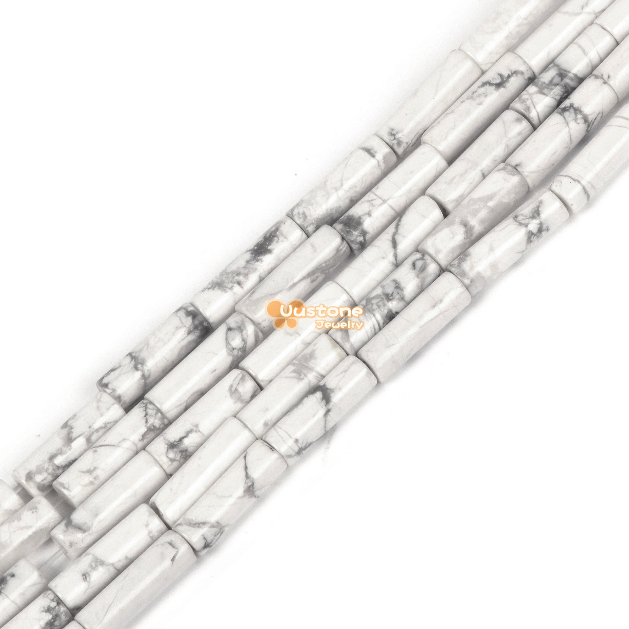 13mm White Howlite Cylinder Tube Loose Gemstone Beads 15" 13mm White Howlite Cylinder Tube Loose Gemstone Beads 15"