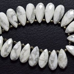 6 Pcs - Beautiful Natural Faceted Howlite Side Drilled Pear Briolettes - Size is 7x15 mm #1864