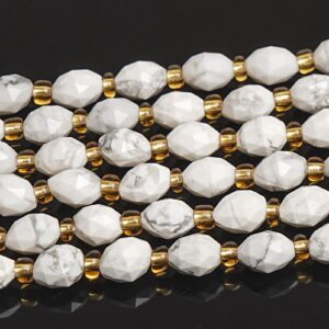 6MM White Howlite Beads Grade AA Gemstone Drum Barrel Rice Bead Loose Beads 15"/7.5" Bulk Lot Options