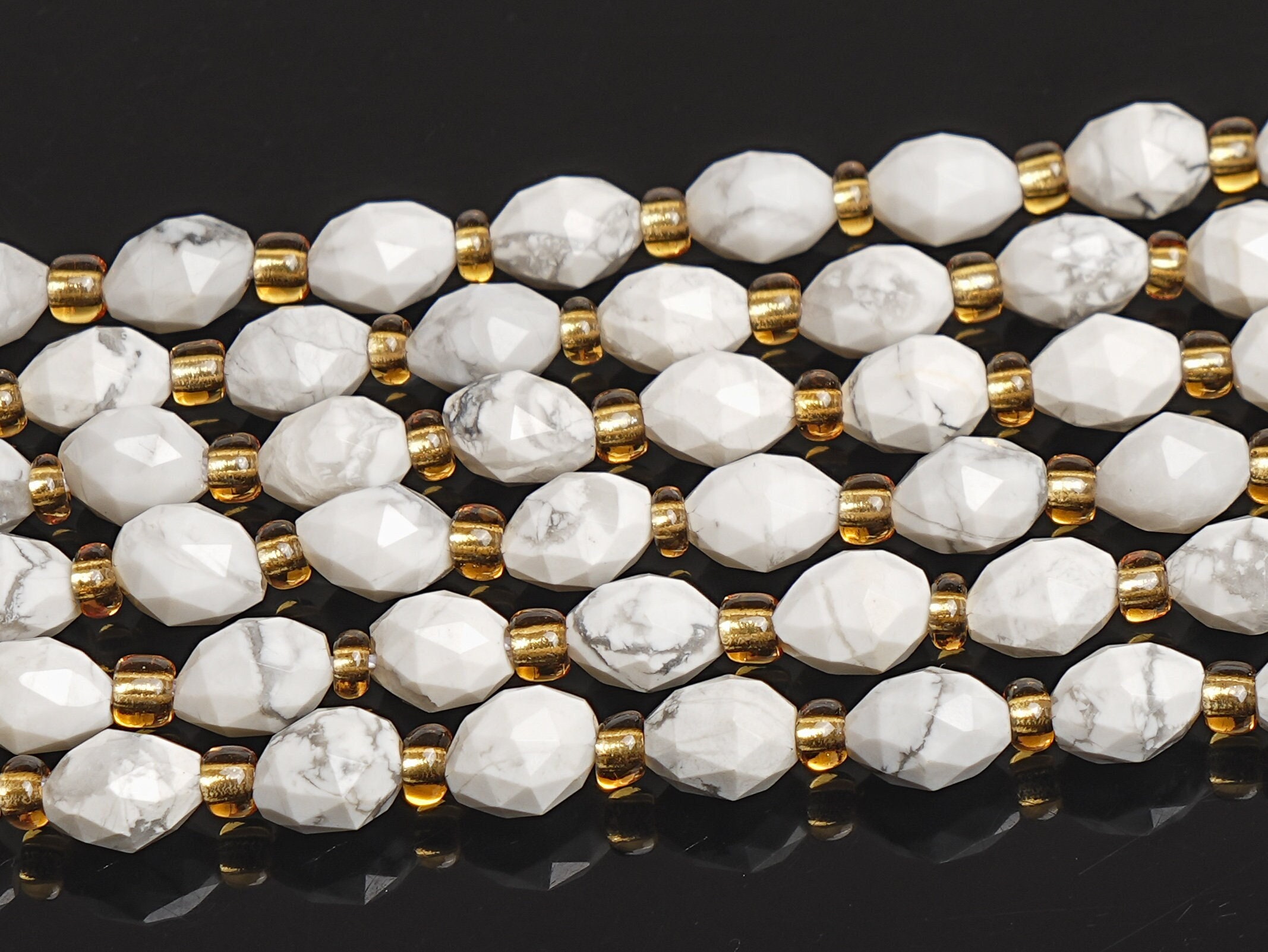 6mm White Howlite Beads Grade Aa Gemstone Drum Barrel Rice Bead Loose Beads 15"/7.5" Bulk Lot Options