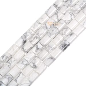 8mm White Howlite Gemstone Tube Cylinder Loose Beads Jewelry Making Diy Bead 16"