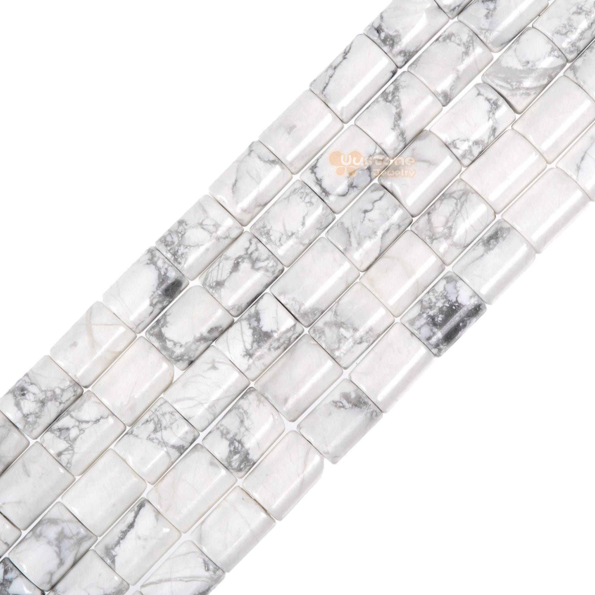 8mm White Howlite Gemstone Tube Cylinder Loose Beads Jewelry Making Diy Bead 16" 8mm White Howlite Gemstone Tube Cylinder Loose Beads Jewelry Making Diy Bead 16"