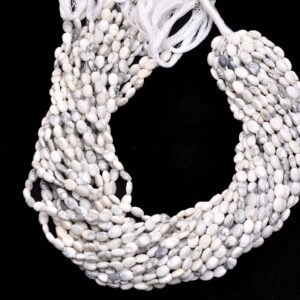 Aaa Howlite 7x5mm Oval Faceted Beads | 13" Strand | Natural Howlite Semi Precious Gemstone Oval Beads For Jewelry Making | 1mm Hole |