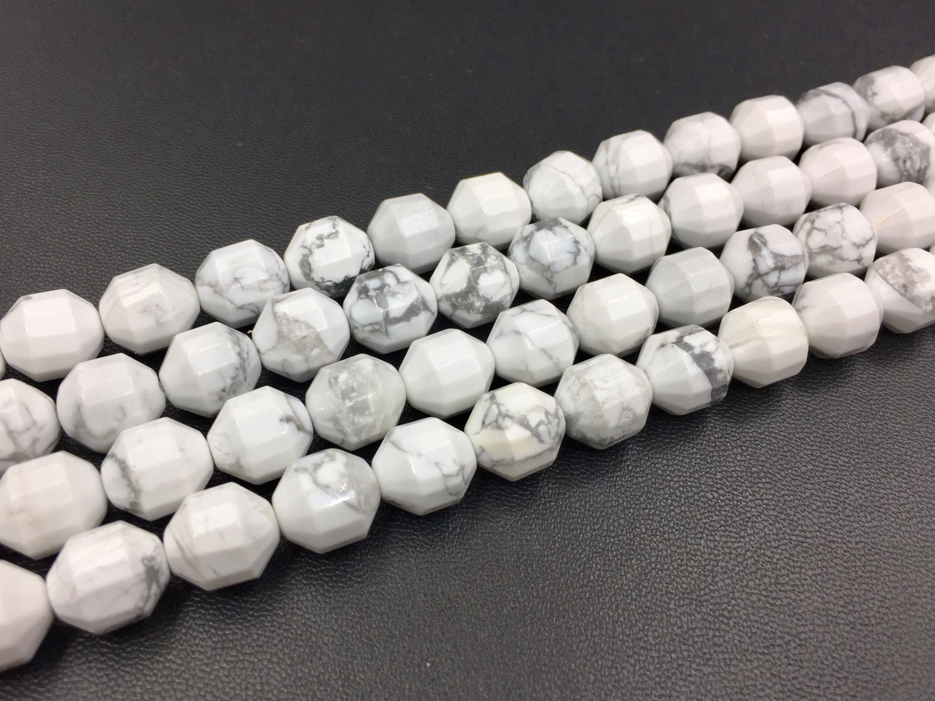 Faceted Howlite Beads Faceted Bicone Beads Barrel Beads White Howlite Gemstone Beads Supplies 8/10mm Jewelry Making 15.5" Strand