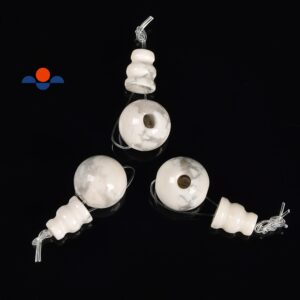 Howlite Guru Beads Three Holes T-beads Size 10mm Sold By One Set