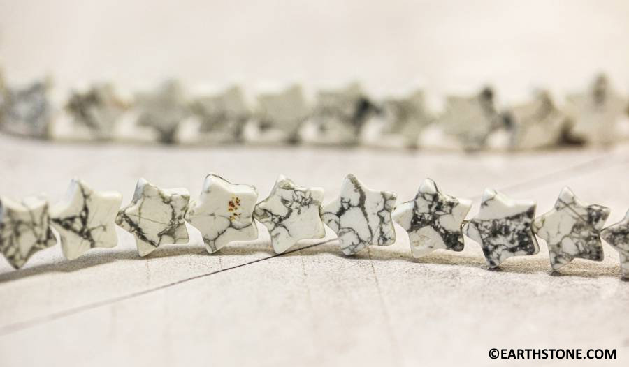 M/ White Howlite 12mm/ 9mm Star Beads 8" Strand Size Varies Natural Gemstone For Jewelry Making
