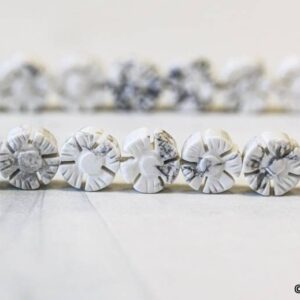 M/ White Howlite 10mm Flower Coin Beads 15.5" strand White Color Gemstone Beads For Jewelry Making