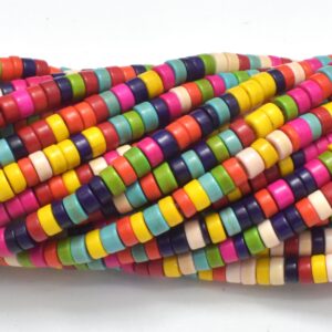 Howlite, Multicolored, Heishi, 2x4 Mm, 15.5 Inch, Full Strand, Approx. 170 Beads, Hole 1mm (275041007)