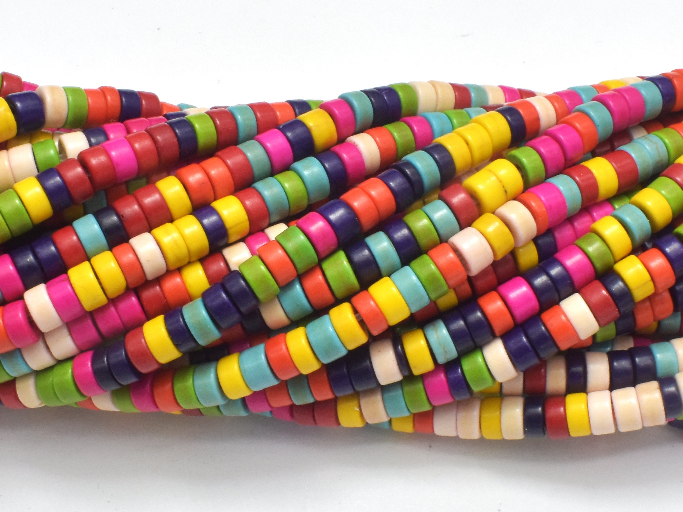 Howlite, Multicolored, Heishi, 2x4 Mm, 15.5 Inch, Full Strand, Approx. 170 Beads, Hole 1mm (275041007)