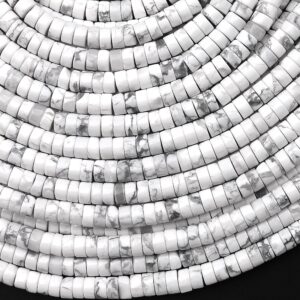 Natural Howlite Beads 4mm 6mm Smooth Heishi 15.5" Strand