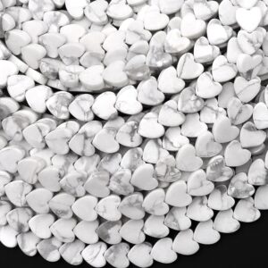 Natural Howlite Carved Heart Beads 6mm Gemstone 15.5" Strand Natural Howlite Carved Heart Beads 6mm Gemstone 15.5" Strand