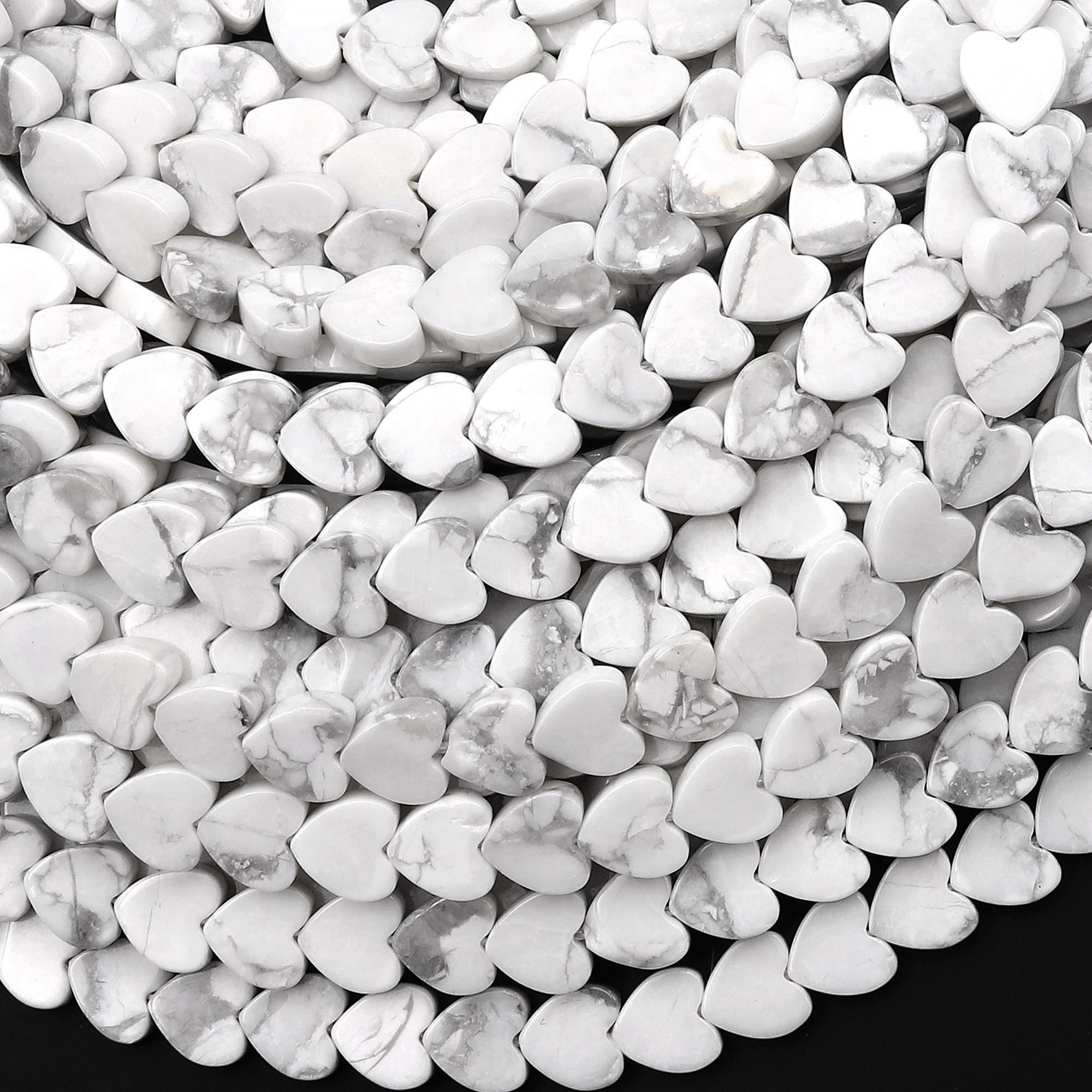 Natural Howlite Carved Heart Beads 6mm Gemstone 15.5" Strand