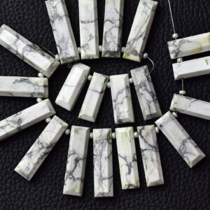 Natural Howlite Rectangle Beads 7x15mm To 8x27mm Faceted Rectangle Briolettes Gemstone Beads Howlite Beads Wholesale Beads 10 Pcs No5835