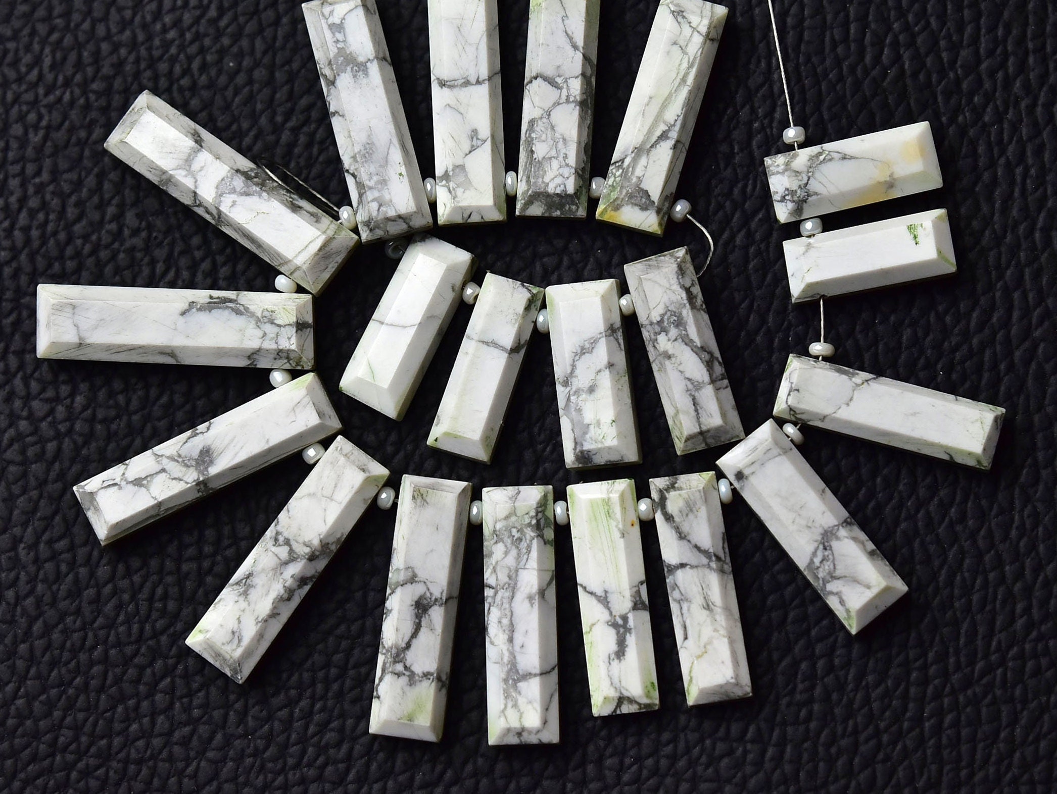 Natural Howlite Rectangle Beads 7x15mm To 8x27mm Faceted Rectangle Briolettes Gemstone Beads Howlite Beads Wholesale Beads 10 Pcs No5835