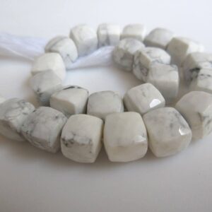 Natural White Howlite Faceted Box Beads, 7mm To 8mm Howlite Beads, Howlite Gemstone Beads, Howlite Jewelry, Gds924