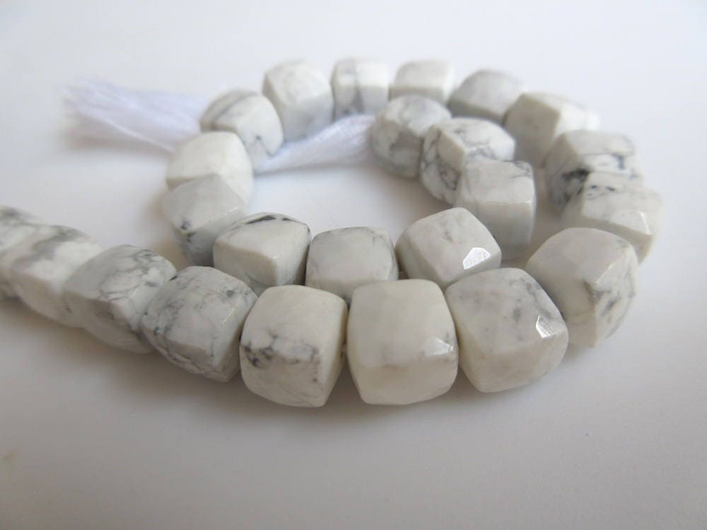 Natural White Howlite Faceted Box Beads, 7mm To 8mm Howlite Beads, Howlite Gemstone Beads, Howlite Jewelry, Gds924