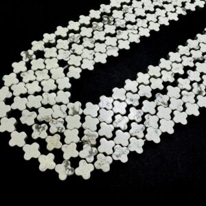 Natural White Howlite Four Leaf Clover 8mm Smooth Gemstone Beads - Pgs416 Natural White Howlite Four Leaf Clover 8mm Smooth Gemstone Beads - Pgs416