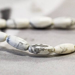 S/ White Howlite 5x12mm/ 4x6mm Oval Rice Beads 16" Strand Natural Howlite Gemstone For Jewelry Making