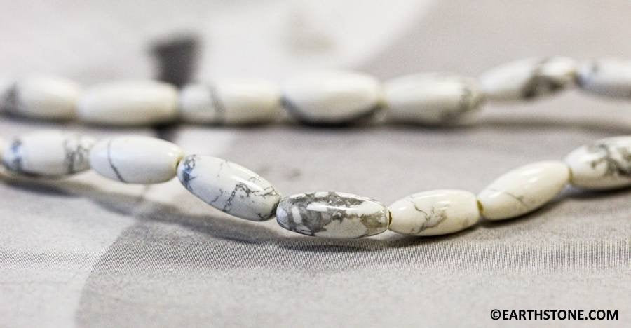 S/ White Howlite 5x12mm/ 4x6mm Oval Rice Beads 16" Strand Natural Howlite Gemstone For Jewelry Making S/ White Howlite 5x12mm/ 4x6mm Oval Rice Beads 16" Strand Natural Howlite Gemstone For Jewelry Making