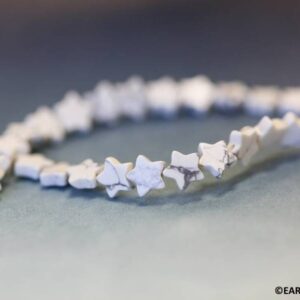White Howlite 6mm/ 4mm Flat Star Beads 15.5" Strand Warm White