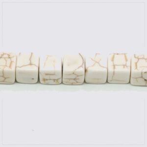 White Howlite Cube Gemstone Loose Beads, 8mm Square Stone Jewelry Beading Beads, 16'' Strand