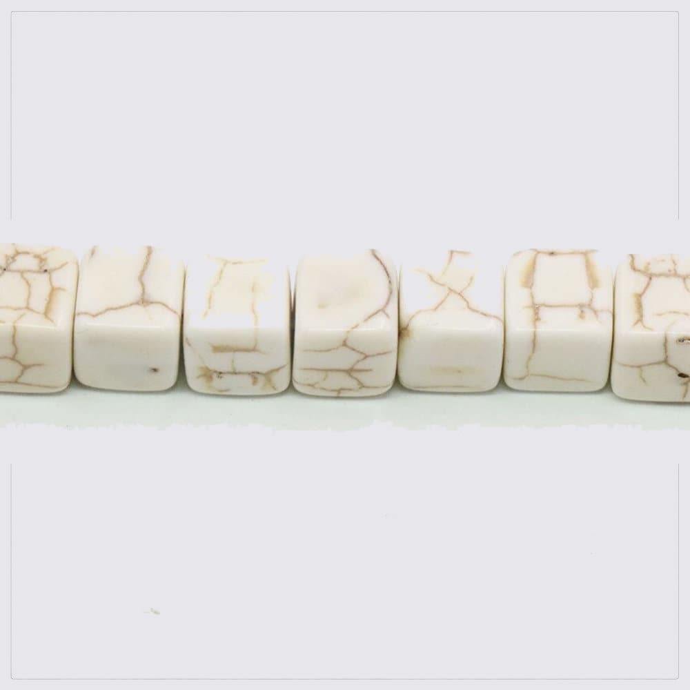 White Howlite Cube Gemstone Loose Beads, 8mm Square Stone Jewelry Beading Beads, 16'' Strand