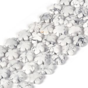 White Howlite Natural Gemstone Flower Shape Beads Strand 15mm Crystal Drilled Spacer Beads Flower Power Energy Stone Loose Beads 15.5"