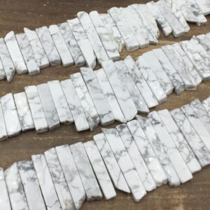 White Howlite Slice Stick Beads Graduated Gemstone Slice Slab Spike Stick Point Beads Pendant Beads Semi precious 8-11*22-55mm full strand