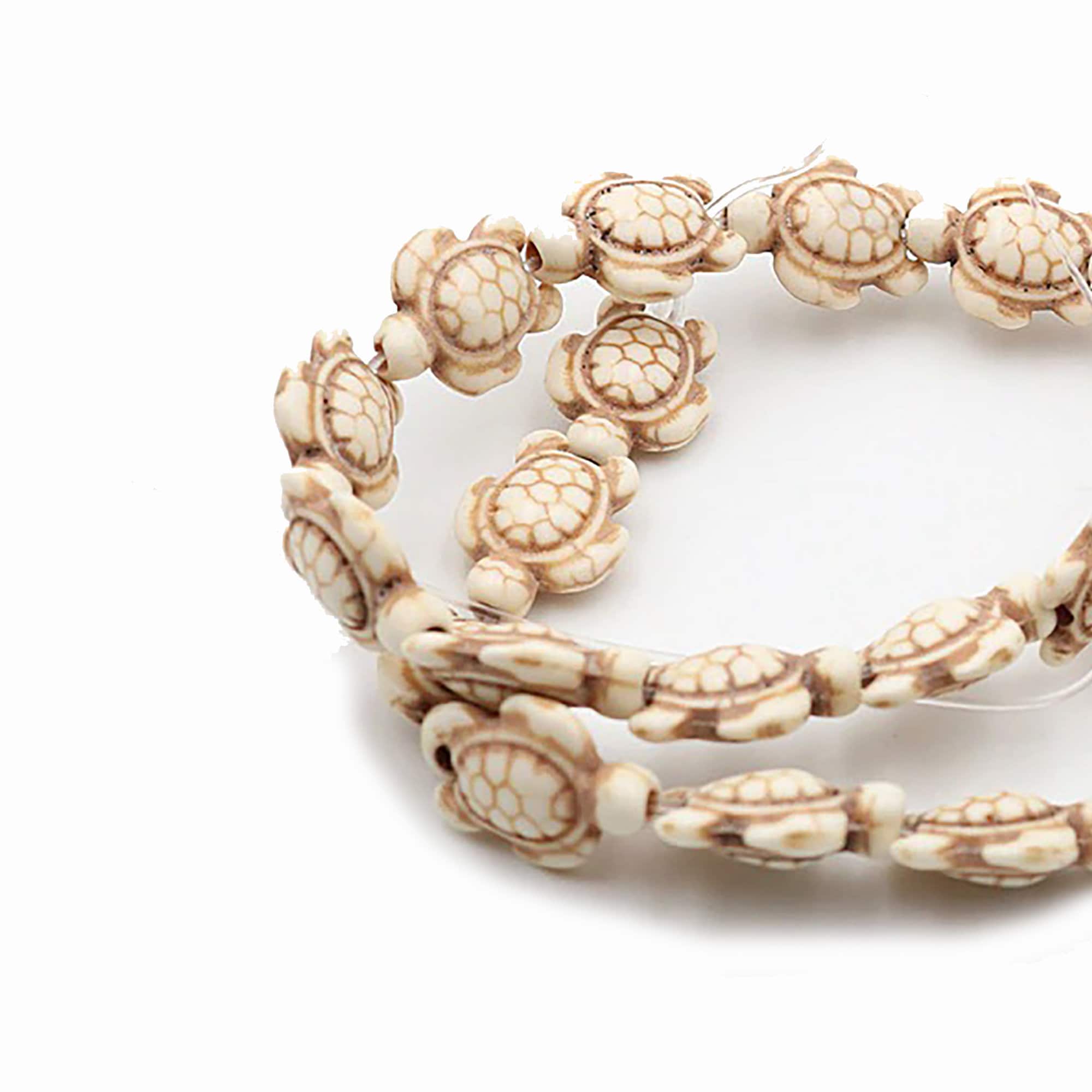 White Howlite Turtle Gemstone Beads, Carved Stone Beads, 14x17mm Jewelry Making Beads, 16'' Strand