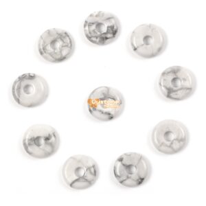 15mm White Howlite donut focal pendant bead jewelry making DIY