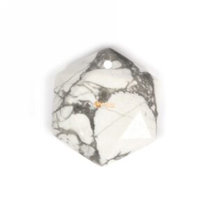 25mm Handmade Natural White Howlite Faceted Hexagram Star Geometrical Pendant Focal Bead