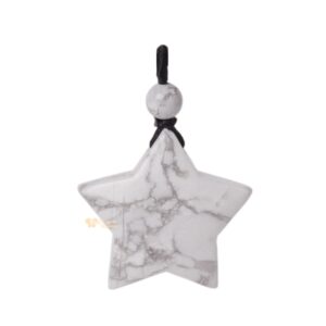 30mm Carved White Howlite Gemstone Crystal Healing Star Stone Pendant