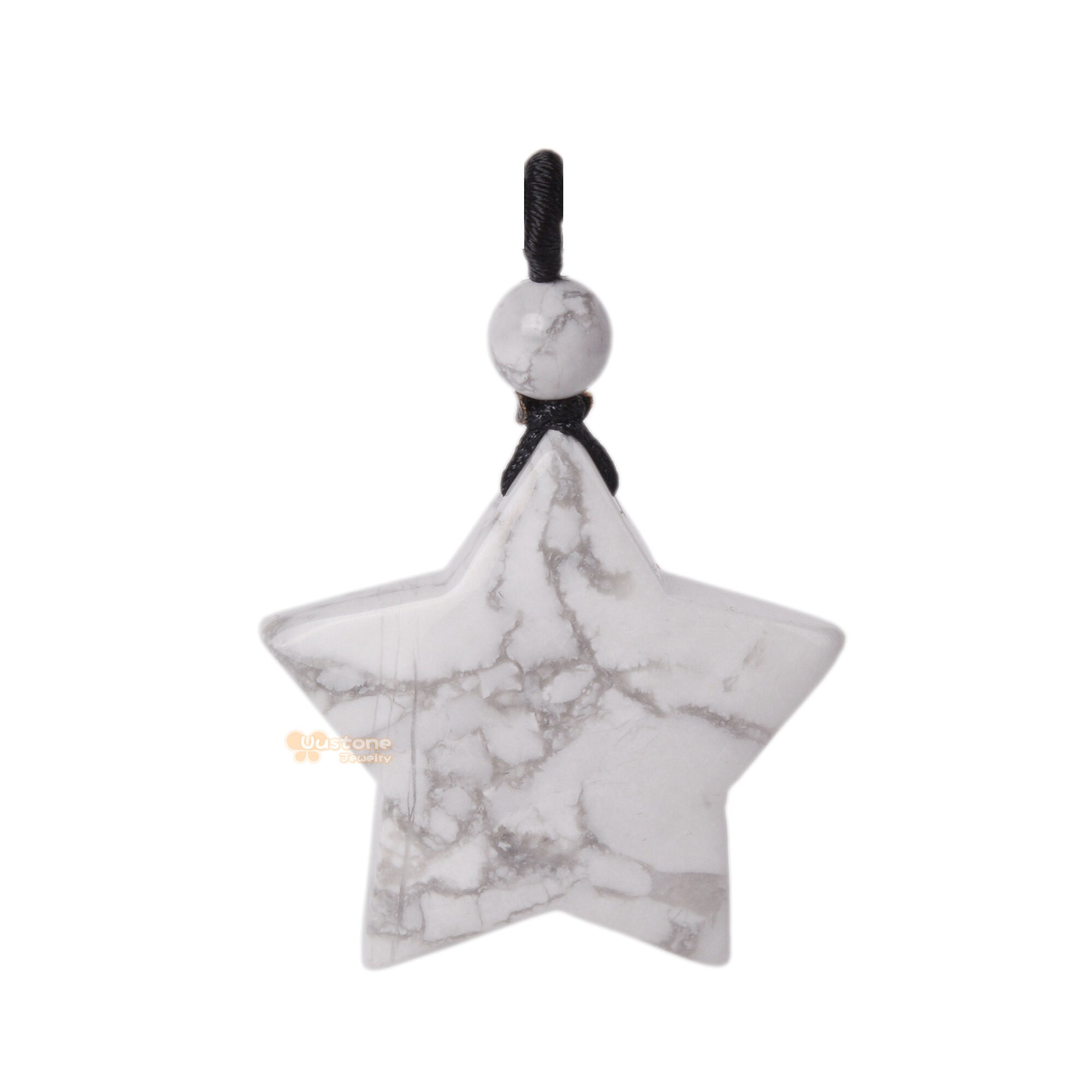 30mm Carved White Howlite Gemstone Crystal Healing Star Stone Pendant
