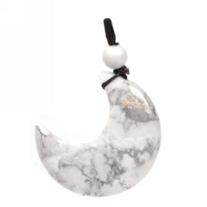 32mm White Howlite  Carved Crescent Moon Pendant