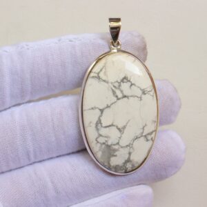 Aaa Quality Howlite Pendant, 925 Sterling Silver Pendant, Natural Howlite Jewelry, Anniversary Gift, Handmade Pendant, Gemstone Pendant