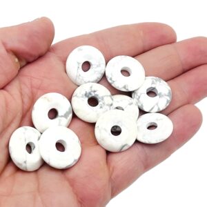 Howlite Crystal Donut Pendants - Natural Gemstone Donut - Pi Stone - Lucky Safety Pendant Jewelry - 20mm - DO1014