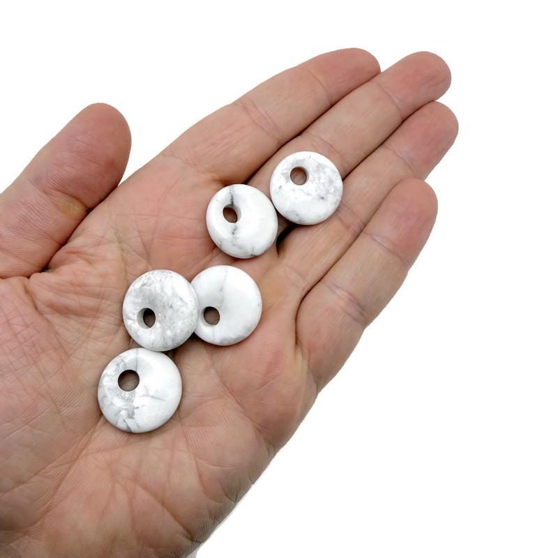 Howlite Crystal Donut Pendant - Pi Stone Necklace Charm - 20mm - Do1086 Howlite Crystal Donut Pendant - Pi Stone Necklace Charm - 20mm - Do1086