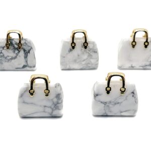 Howlite Crystal Purse Carving - Crystal Handbag Pendant - Gemstone Purse - Pu1012