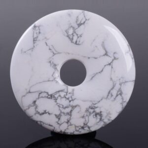 g2723  50mm white howlite donut focal pendant bead