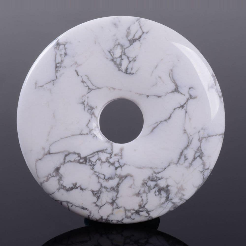 G2723  50mm White Howlite Donut Focal Pendant Bead