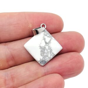 Howlite Gemstone Pyramid Pendant - Natural Gemstone Jewelry - Healing Crystal Reiki - For Women Lucky Pendant - Nc1370