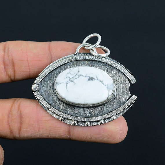 Howlite Pendant: Handmade 925 Sterling Silver Gemstone Jewelry